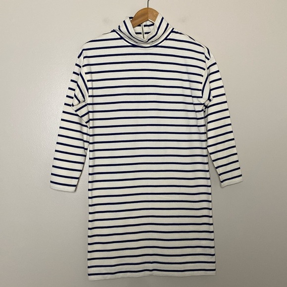 Vineyard Vines Striped Dress Navy Blue & Cream Funnel Neck Long Sleeve Size XS - Picture 1 of 11
